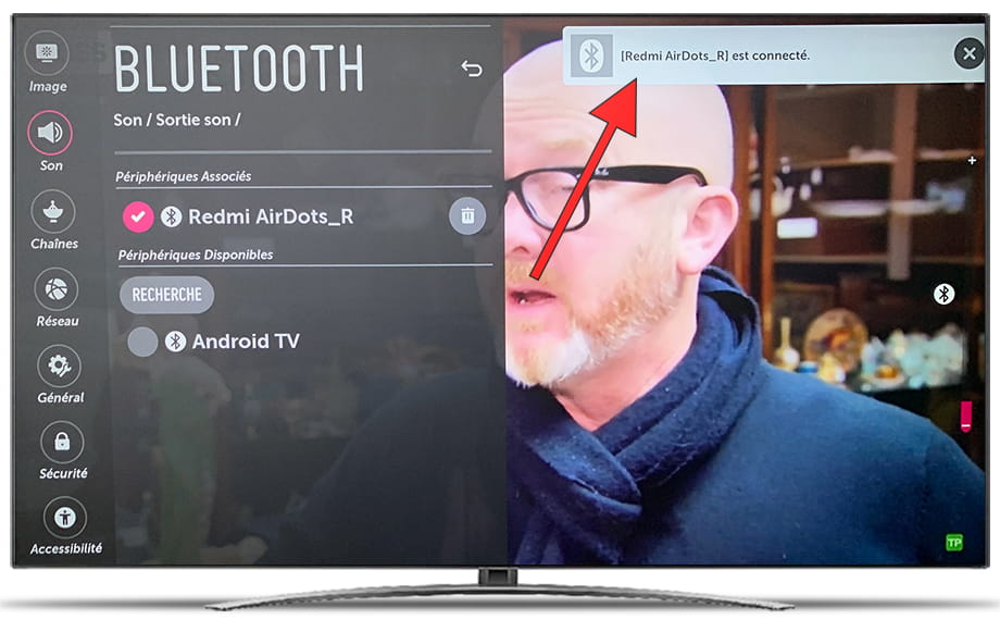 Appareil Bluetooth connecté LG TV
