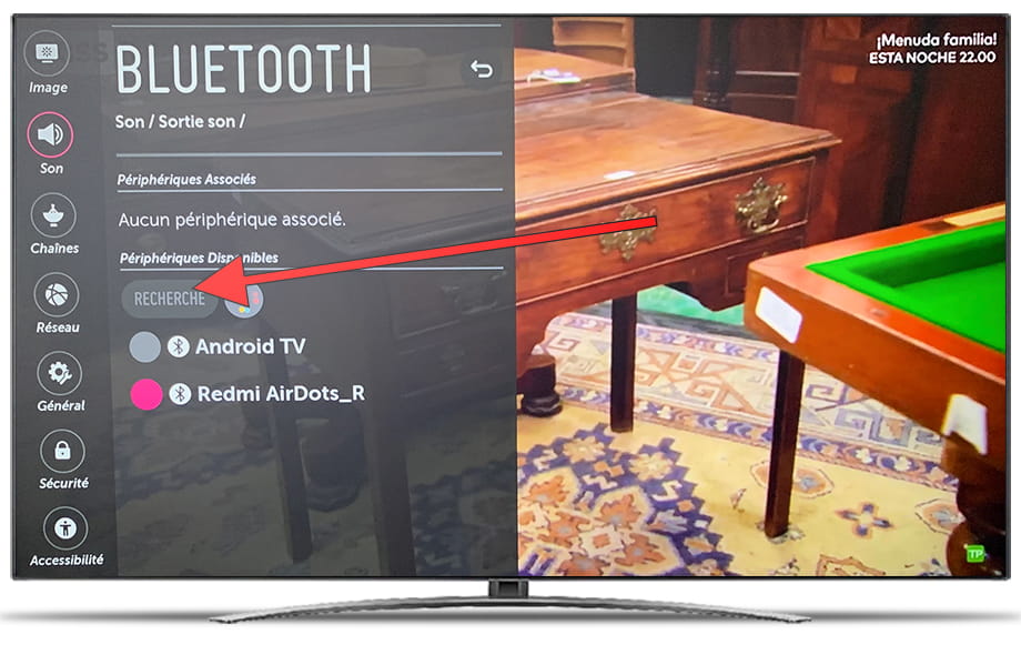Recherche d'appareil Bluetooth LG TV