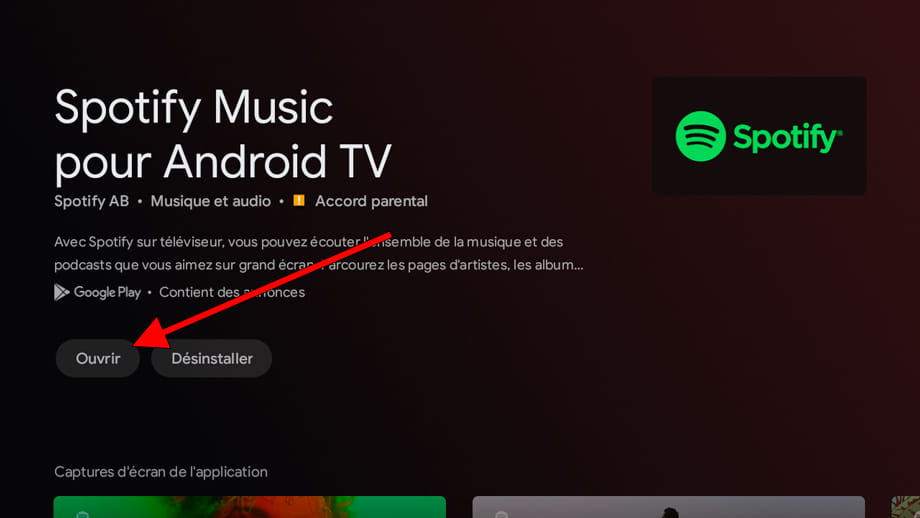 Ouvrir application Android TV
