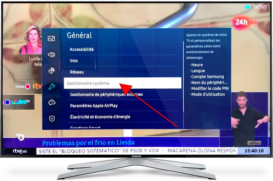 Gestionnaire système TV Samsung