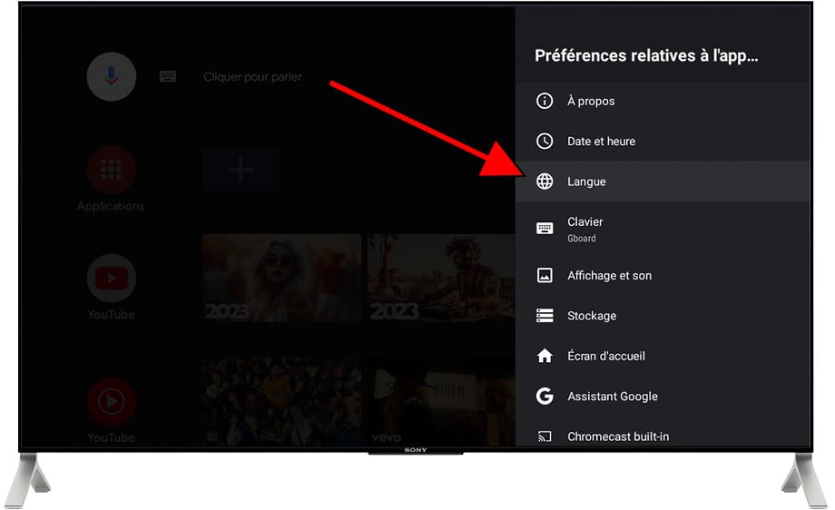 Langue Android TV
