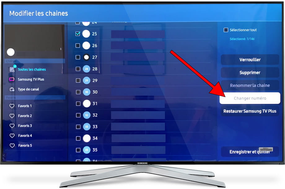 Changer numéro chaine Samsung TV