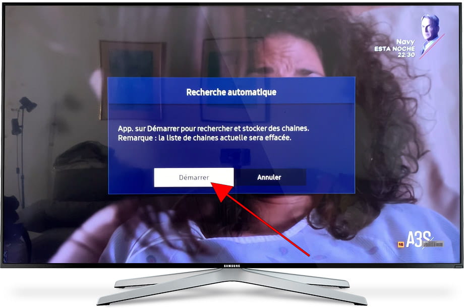 Démarrer recherche automatique Samsung TV