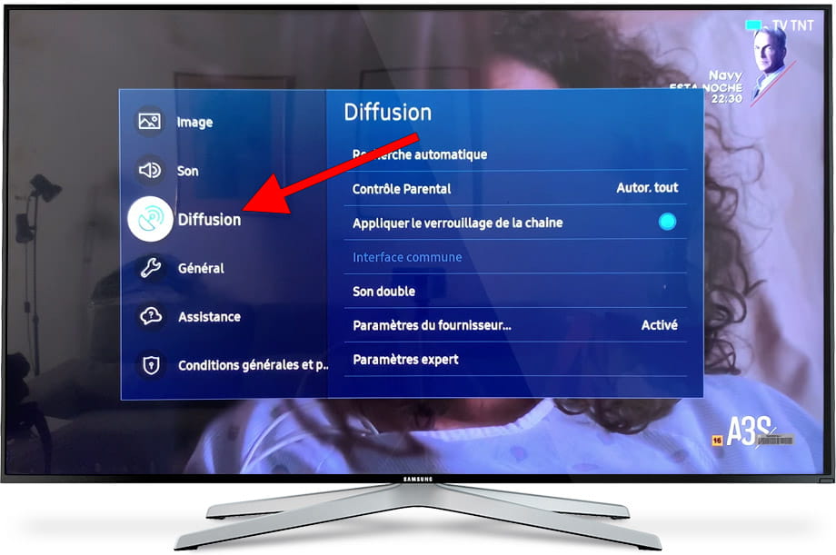 Paramètres diffusion Samsung TV